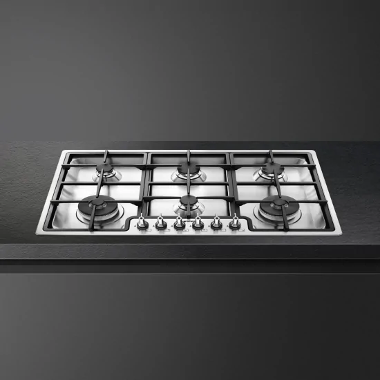 SMEG PGF962 90 cm HOP 6 FIRES DE ACERO SEMIFILIO DE ACERO INOXIDABLE