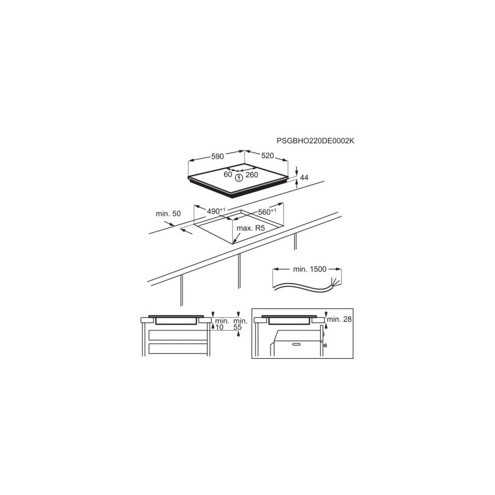 Hob AEG NIR64T00FB installed in modern kitchen
