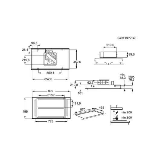 l'installation capot-a-soffitto-AEG-serie-7000