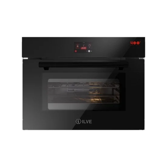 Ilve | Horno de pizza eléctrica 400 ° C, 60 cm Vidrio templado negro
