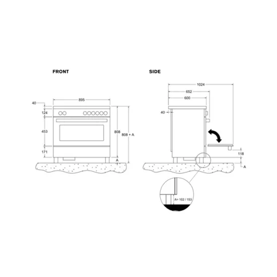 Bertazzoni MASCH94I1E - Кухня 90 см Индукция 4 зоны + Интегрированный капот + Воздушная жарка