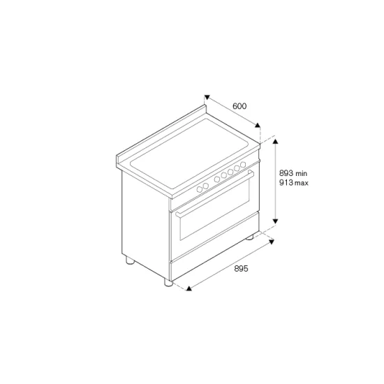 Bertazzoni HER95I1E Cucina da 90cm Bertazzoni, con Piano a Induzione e Forno Elettrico in Nero ed Avorio Professionale.