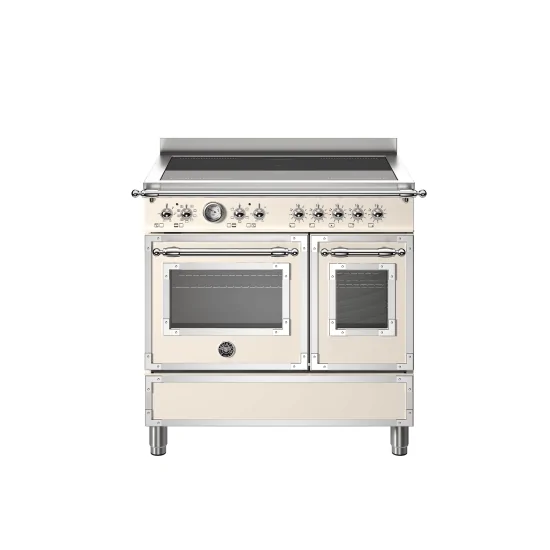 New Heritage 90cm Bertazzoni Kitchen: Induction, Double Oven and Black/Ivory.