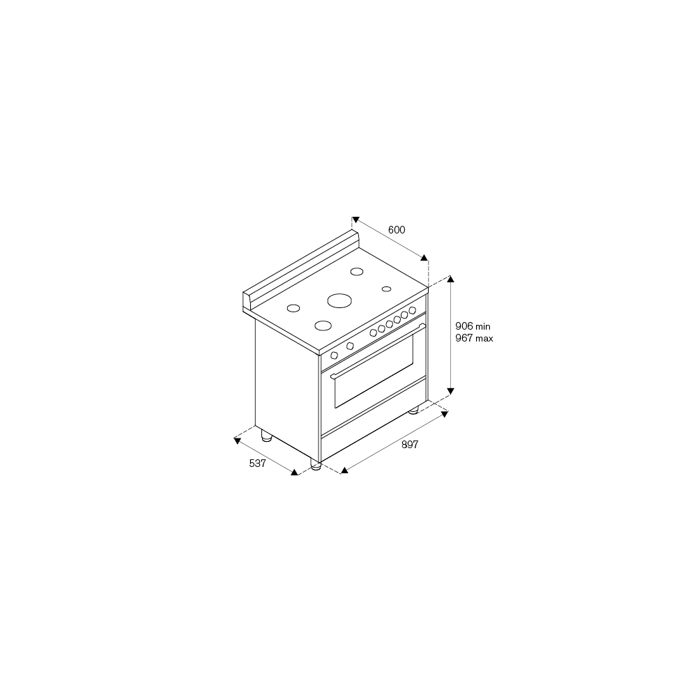 Cucina Bertazzoni Professional 90cm 5 Bruciatori Acciaio Inox