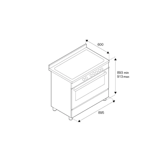 Cucina Bertazzoni HER96L1E 90cm Professionale con 6 Bruciatori e Forno Elettrico.