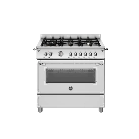 Cocina Bertazzoni 90cm Profesional con 6 quemadores y horno eléctrico.