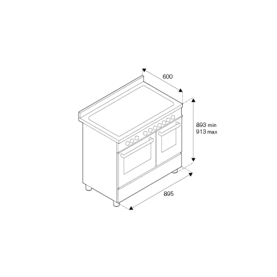 Cuisine professionnelle Bertazzoni 90 cm 6 feux, double four électrique