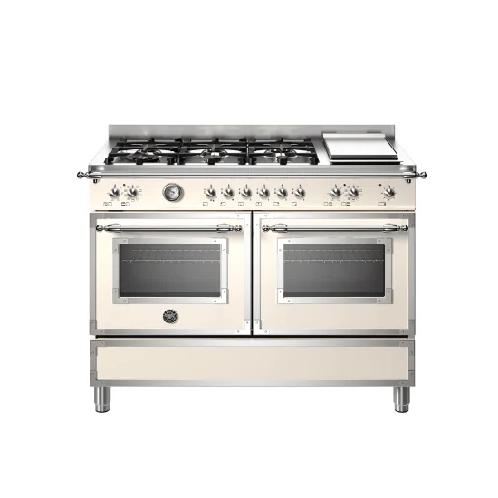 Cuisine professionnelle Bertazzoni 120 cm avec 6 feux, plaque Teppayaki et double four électrique