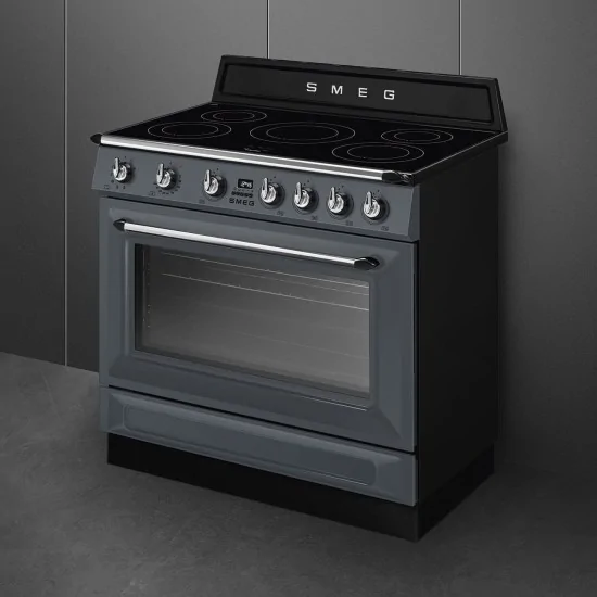 Smeg TR90IMGR Victoria系列 | 90厘米电磁一体灶 板岩灰
