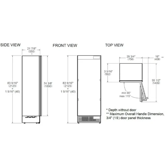 Réfrigérateur Intégrable 75 cm No Frost Bertazzoni | Distributeur Eau