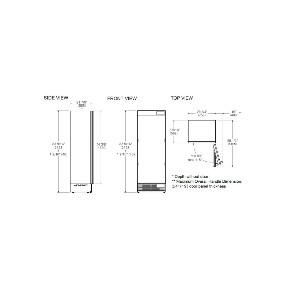 Frigorífico Empotrable 75 cm No Frost Bertazzoni | Dispensador Agua