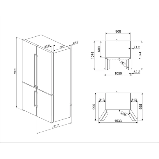 Smeg Kühlschrank FQ60BDE Weiß No Frost 572L