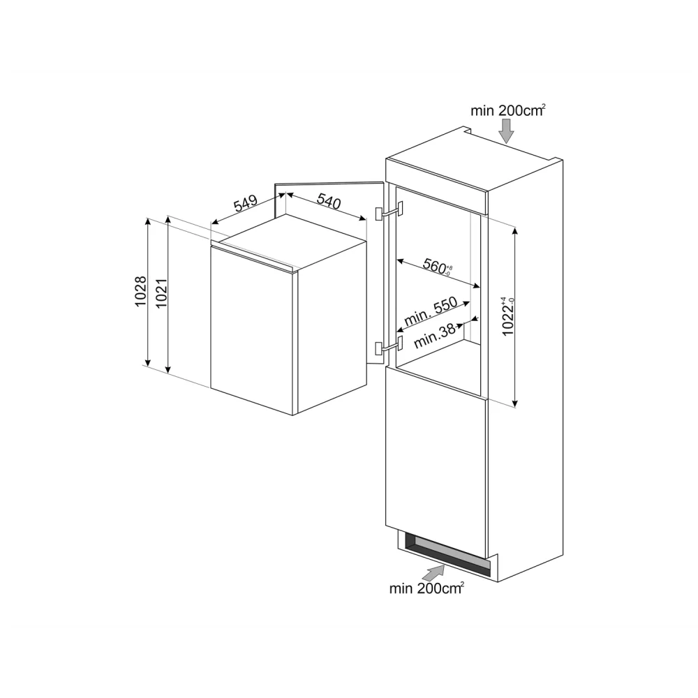 SMEG S4C102E Refrigerador incorporado 102 cm Opción única clase E