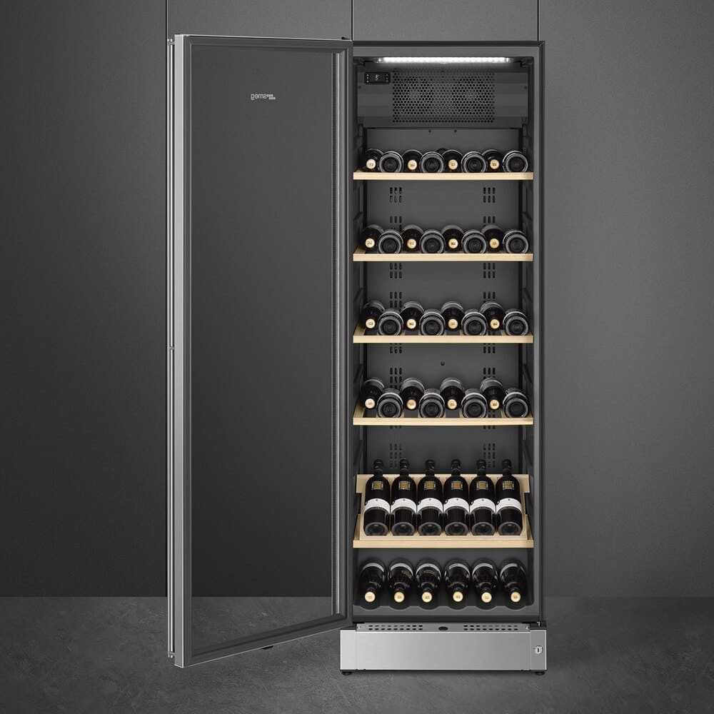 SMEG SCV115GS Vins Cellar 197 Bouteilles de gauche Inox