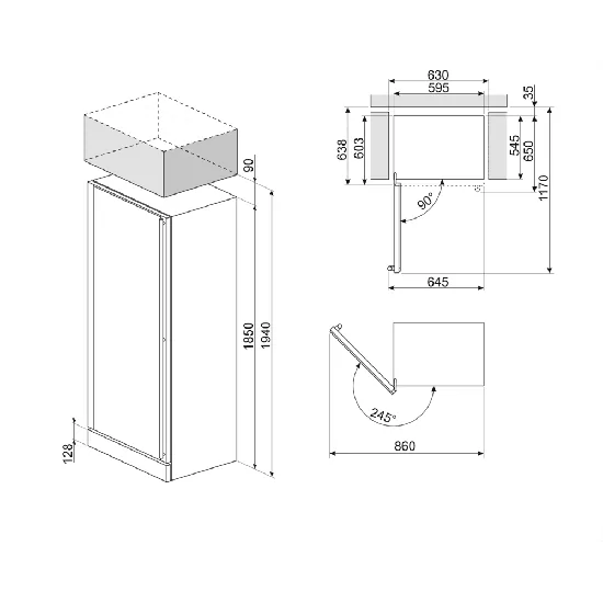 SMEG SCV115GS Vins Cellar 197 Bouteilles de gauche Inox