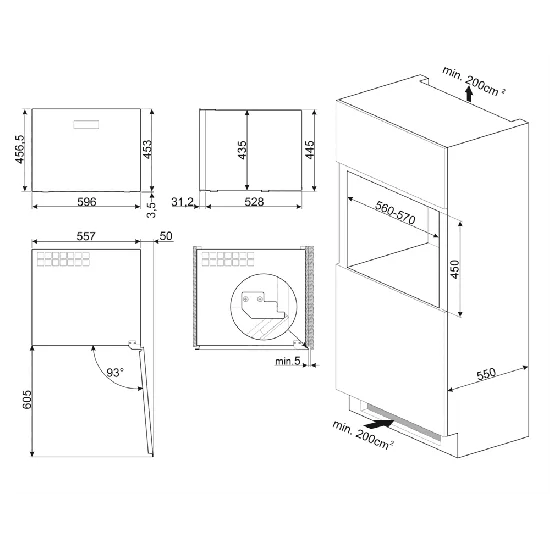SMEG CVI120B3E Vinos de la bodega Embalones Empotrados 45 cm 20 Botellas