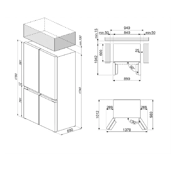 SMEG FQI48XE冰箱4门不锈钢看80cm级e