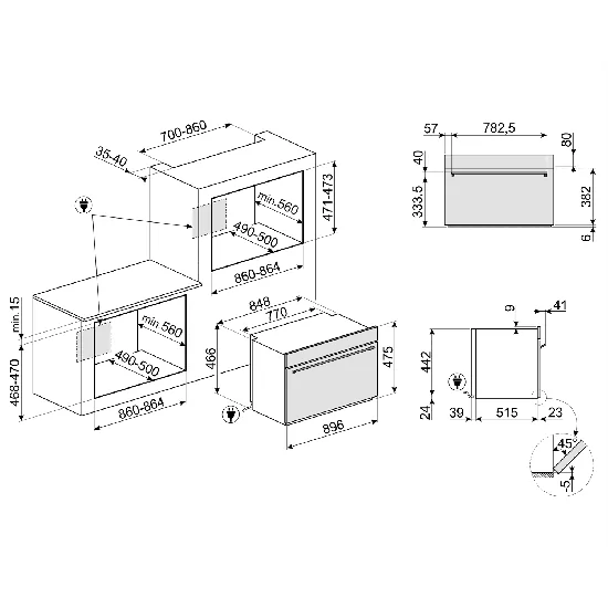 SFR9302TX SFG 90 CM Horno clásico de acero inoxidable termoventilado
