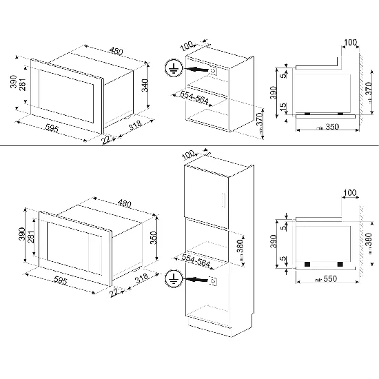 Microondas incorporado SMEG FMI320X2 con parrilla clásica de acero inoxidable