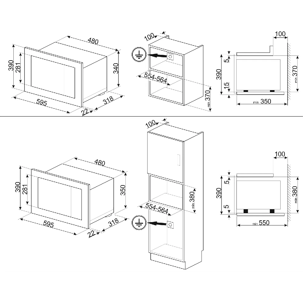 Microondas incorporado SMEG FMI320X2 con parrilla clásica de acero inoxidable