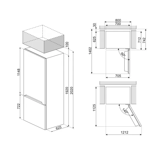 Kombinierter SMEG-Kühlschrank FC48MDNE Summe Kein Frost - Silber