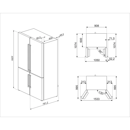 Multidoor fridge smeg FQ60xDaie stainless steel anti-footprint 4 doors