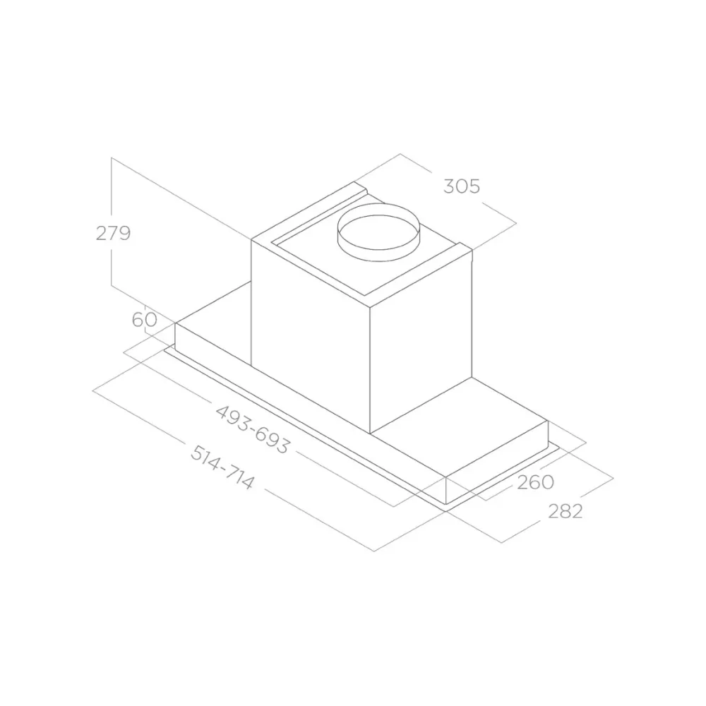 Capucha Elica Hidden 2.0 52 cm Toque suave negro | Clase A