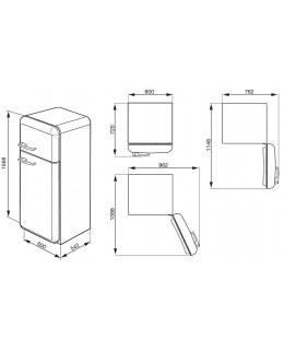 smeg FAB30RO1 Double door Refrigerator-Freezer, Orange,