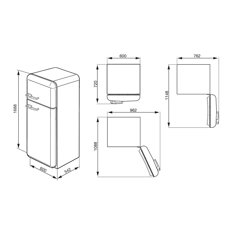 smeg FAB30RB1 Fridge two doors 50's, white, 