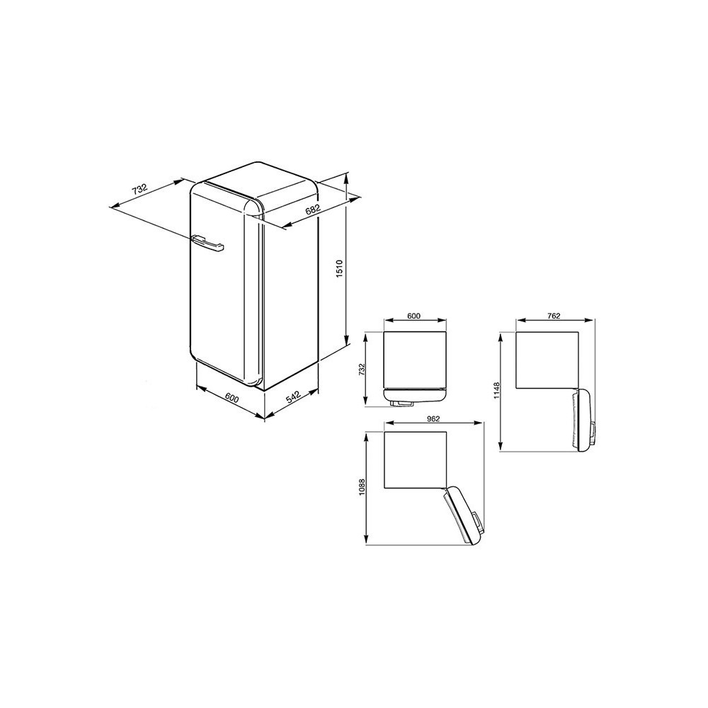 smeg FAB28LUJ1 50个单门冰箱,Uni Jack,