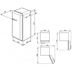 smeg FAB28RX1 50 refrigerador de una sola puerta, gris metálico,