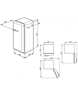 smeg FAB28RX1 50 refrigerador de una sola puerta, gris metálico,