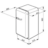 FAB10HRIT Frigorifero Happy Bar anni '50, Tricolore, 55 cm. 