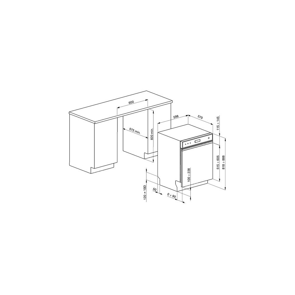 smeg pl521n Lavastoviglie con frontalino a vista,