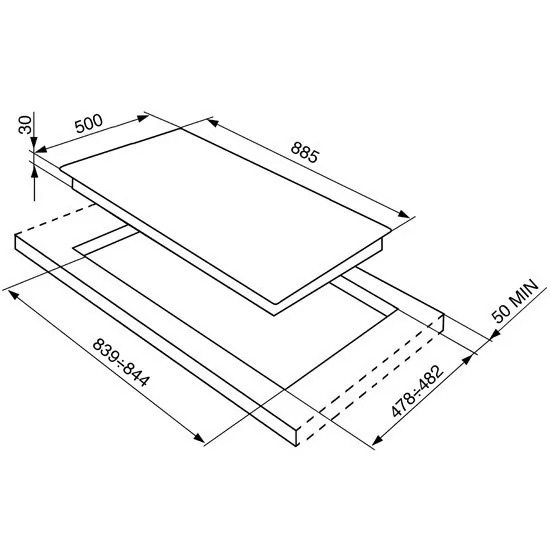 SMEG Plan de cuisson, 90 cm, acier inoxydable SRV596-5
