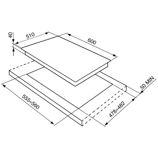 plan de cuisson, 60 cm, acier inoxydable. P261XGH