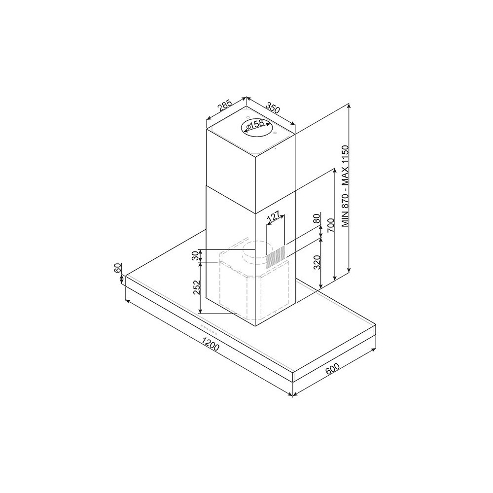 smeg kfv92de Cappa a parete, 90 cm, acciaio inox satinato e vetro 