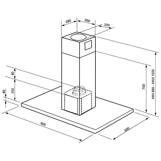 smeg KI120XE Island hood, 120厘米, satin stainless Steel.