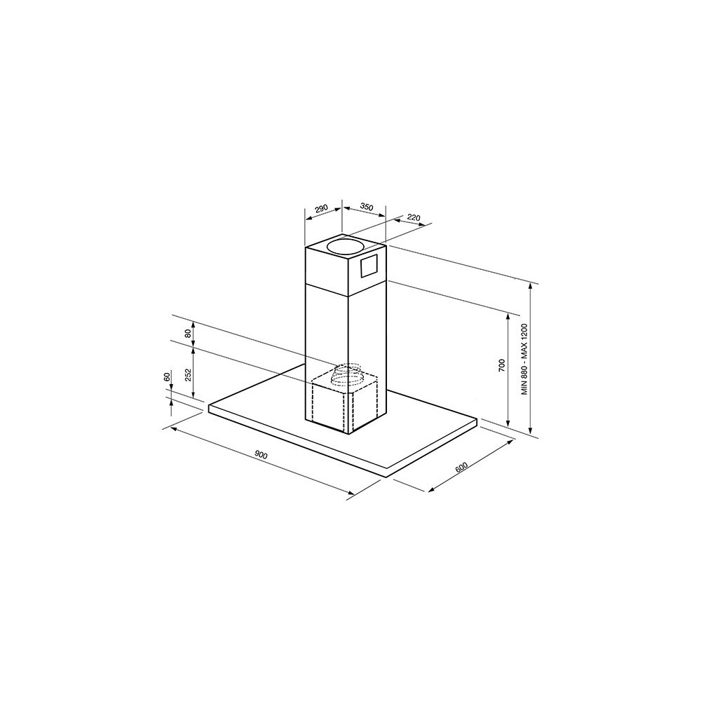 smeg KI120XE Cappa a isola, 120 cm, acciaio inox satinato.