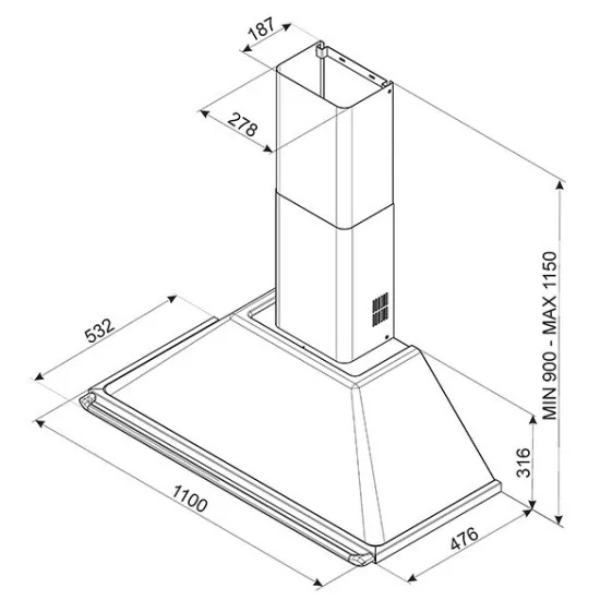 smeg ktr110x Cappa a parete, 110 cm,