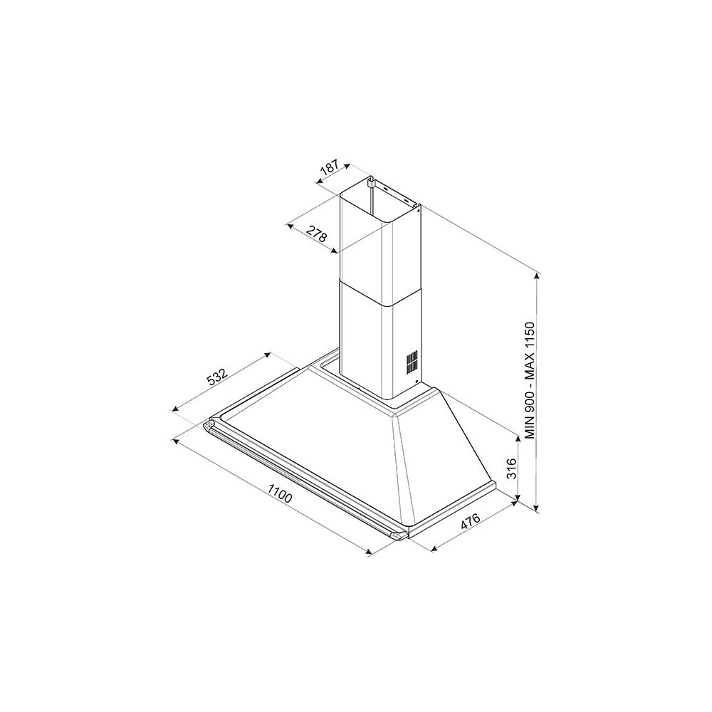 smeg ktr110x Cappa a parete, 110 cm,