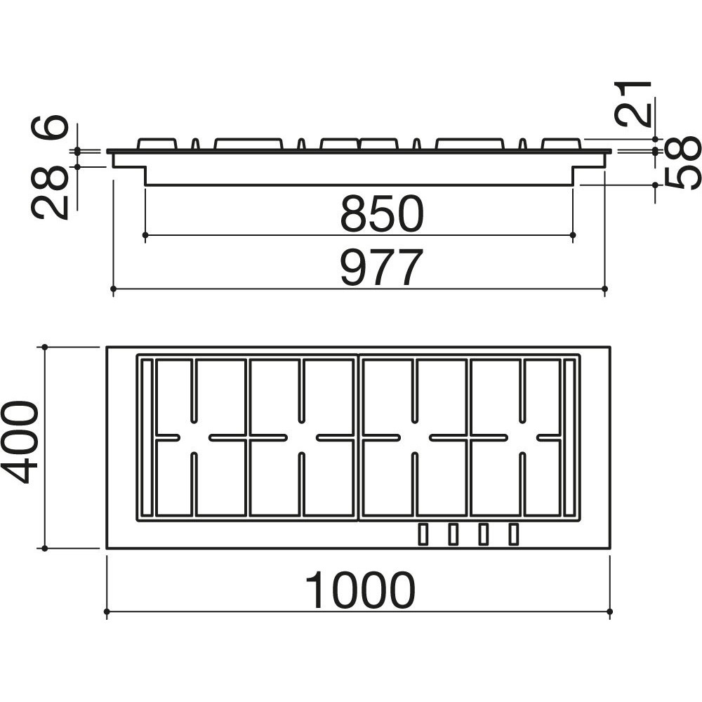 1pbf104 Barazza Piano Cottura a Gas