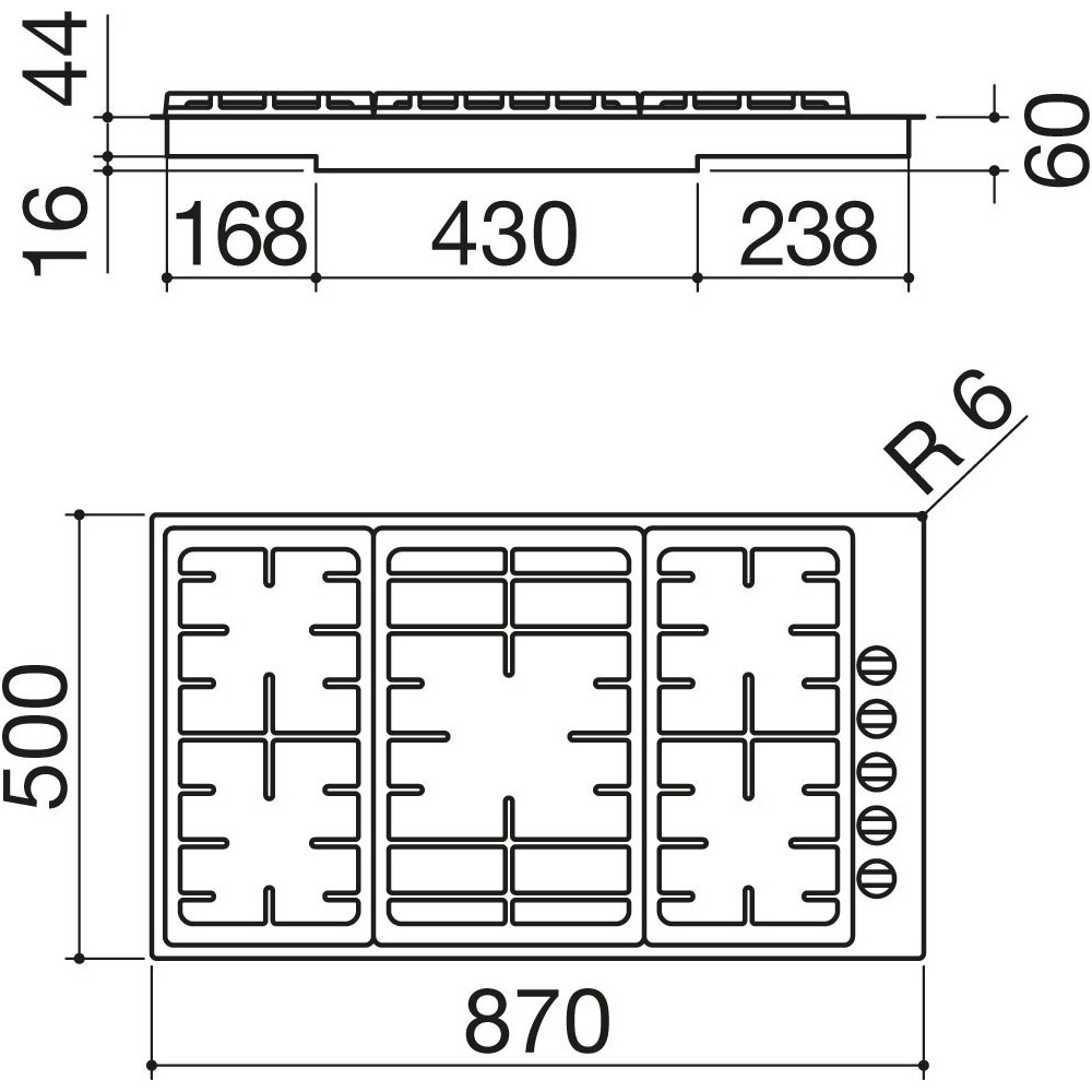 1pof90 Barazza Piano Cottura a Gas Filotop/Incasso
