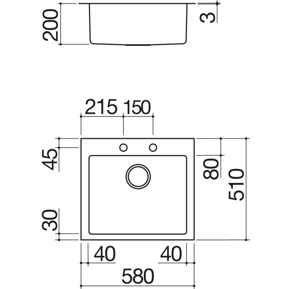 barazza 1lbo61 LAVELLO B_OPEN INCASSO DA 58×51