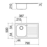 barazza 1lfs81d LAVELLO B_FAST INCASSO DA 79×50