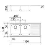 barazza 1LFS12d LAVELLO B_FAST INCASSO DA 116×50