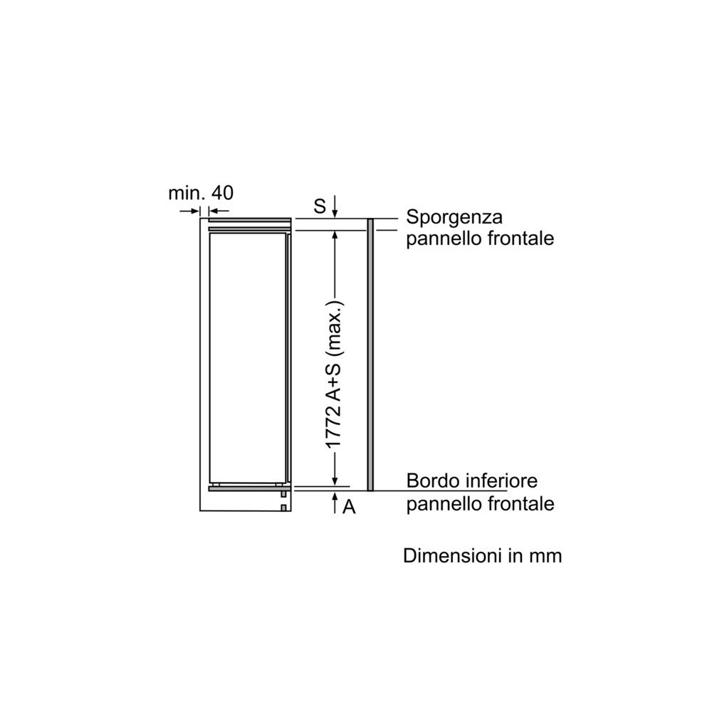 Nevera de una sola puerta con bisagras planas KI1813F30