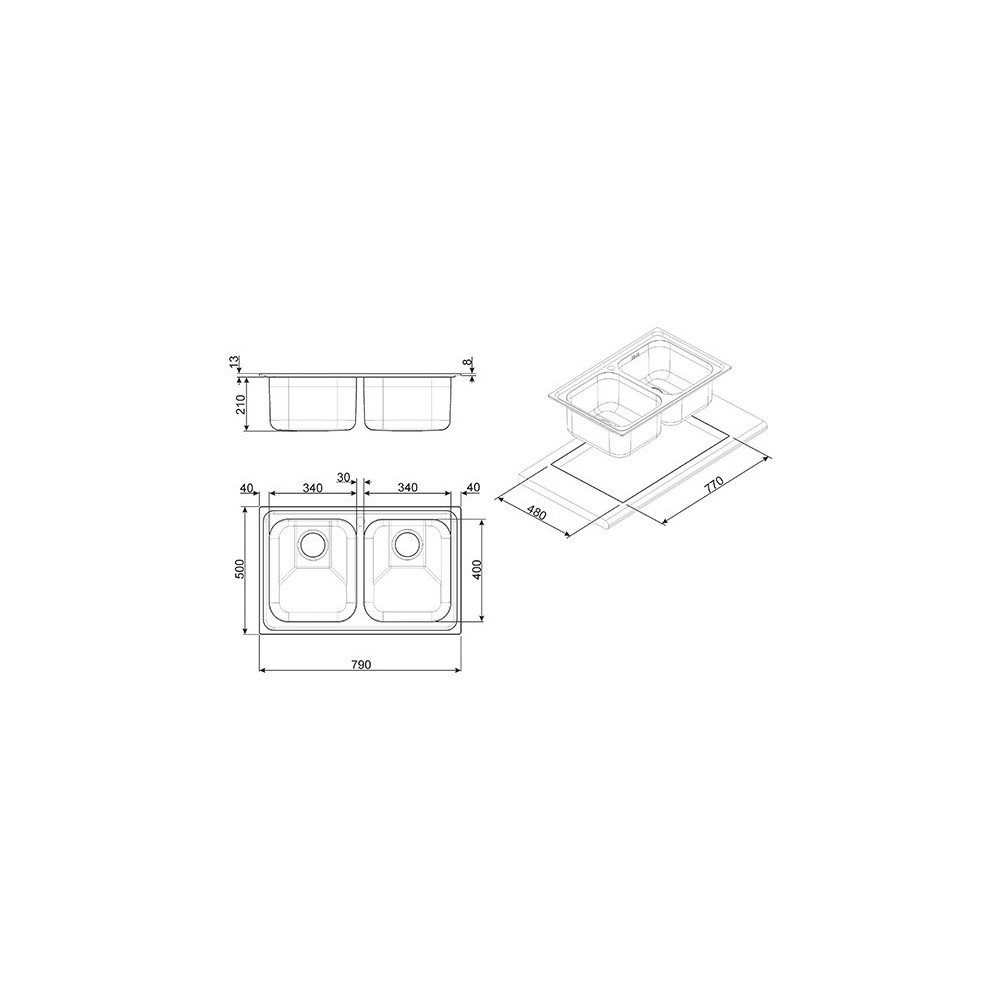 smeg sp792-2 Lavello da incasso in acciaio inox 